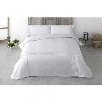 ESTELA - Set de Funda nórdica y 2 Cojines Reus, Color Blanco - Cama de 135/140 cm. - 100% Algodón de 200 Hilos