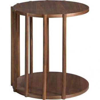 Mesa rincón redonda nogal ANGEL CERDÁ 2039C, Chapa Nogal, Ø45 x 47 cm