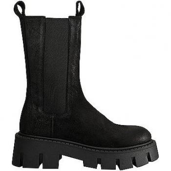 Copenhagen Studios Vintage Suede Combat Boots with Embroidered Details, Black Female, Size: 3 UK