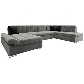 Sofá rinconero Comfivo 149 con función de descanso y caja de ropa de cama, dimensiones 345x205x76cm