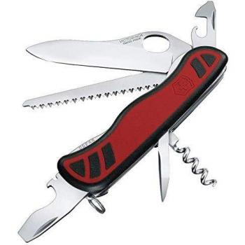 Victorinox Forester M Grip Navaja Suiza de Bolsillo Mediana con 10 Funciones, Serrucho para Madera y Sistema de Bloqueo Seguro, Color Negro/Rojo