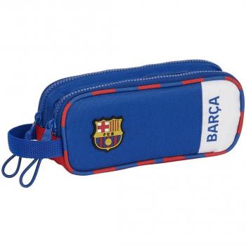 Estuche Portatodo Doble F.C. Barcelona 2ª Equipación con Bolsillo, Cremalleras y Asa Lateral - Adaptabilidad a Carro Portamochilas - Licencia Oficial Safta Azul