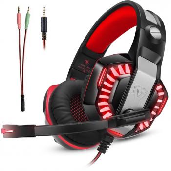 Auriculares Cascos Gaming Gamer para PS4 Xbox one PC Diadema Cerrados Micrófono LED MAC Ordenador Tableta Teléfono 3,5mm Estéreo Control Volumen