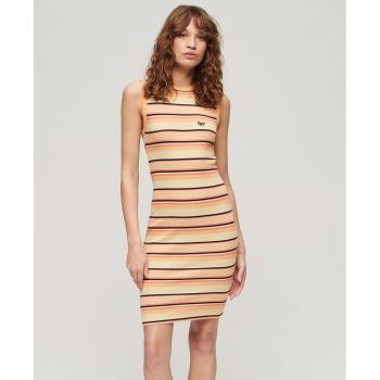 Vestido corto de manga larga ceñido de canalé