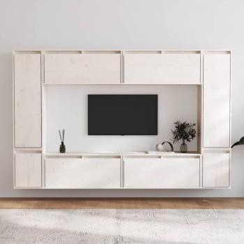 Mueble de TV 8 piezas madera maciza de pino blanco vidaXL