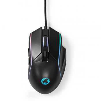 Nedis ratón gaming con cable 1,5m, dpi ajustable, botones programables y LED