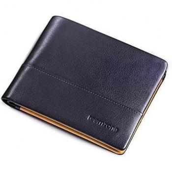 Teemzone Cartera Hombre Piel Puequeña Billetero Monedero de Cuero Vacuno/Primera Capa de Piel