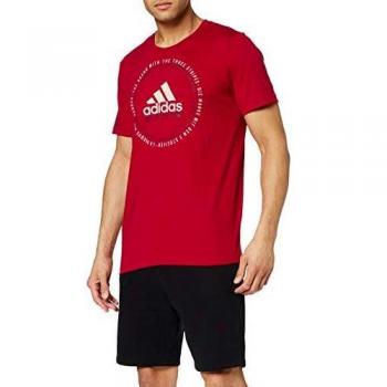 adidas Mh Emblem tee Camiseta de Manga Corta, Hombre, Active Maroon, M