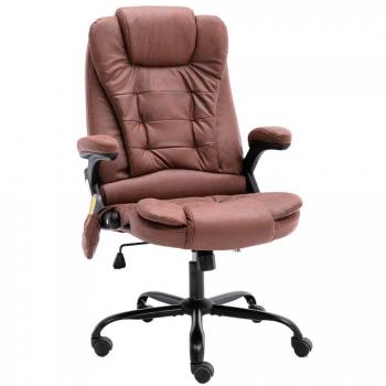 Silla de oficina de masaje piel de ante sintética marrón claro