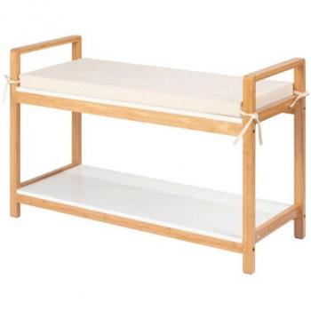 Banco zapatero con almohadilla Finja de WENKO, diseño moderno, estructura de madera, superficie acolchada para mayor comodidad, capacidad para almacenar zapatos, fácil acceso y uso versátil en la entrada o vestíbulo
