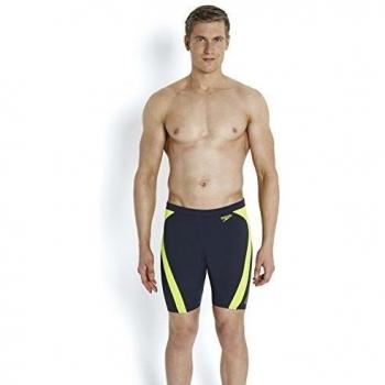 Speedo Men 's Logo Graphic Splice - Bañador de natación, color gris/lima Punch, talla 34
