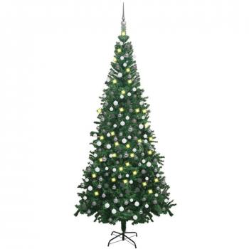 vidaXL Artificial Pre-lit Christmas Tree with Ball Set L 240 cm Green