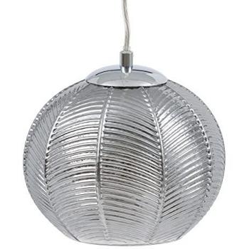 Lámpara de techo grabada de hierro plateado y cristal Ø 20x15 cm