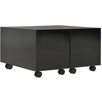 vidaXL Mesa de Centro de Aglomerado 60x60x35 cm Hogar Casa Muebles Mobiliario Elegante Decoración Interior Exterior Diseño Estilo Negro Brillante
