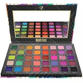 W7 Mardi Gras Pressed Pigment Palette - 40 High Impact Party Colours - Flawless Long-Lasting Bold Makeup