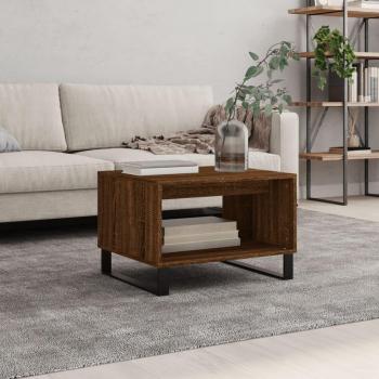 Mesa de centro de madera multicapa en color roble marrón, dimensiones 60x50x40 cm