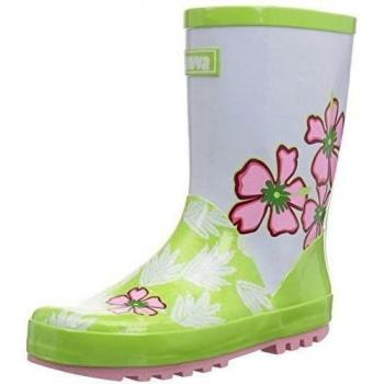 Chuva Kinder Gummistiefel Emma grün/weiß/lila 35 - Botas de agua para niñas, color groe/wit, talla 34