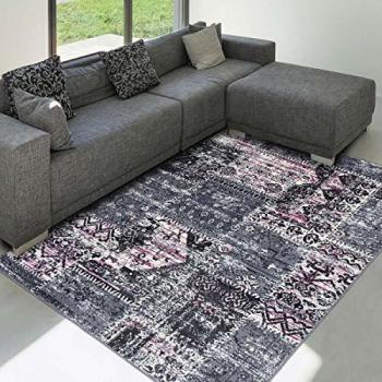 Amour Un alfombras 36694 BC Patchwork-Alfombra para mesa de polipropileno, 120 x 170 cm, color morado