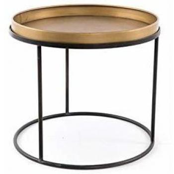 Mesa Auxiliar Hierro Industrial Dorado Negro 61 x 54