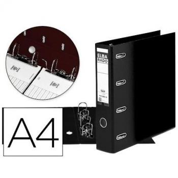 Archivador de palanca Elba carton forrado Din A4 negro lomo de 75 mm con doble mecanismo