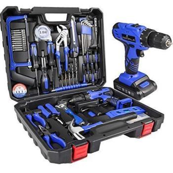 LETTON Taladro Destornillador, Taladro sin Cable 21V + 1 Baterías de Iones de Litio, 49pc Kit Herramientas Universal de Reparación Conjuntos Bricolaje para Casa