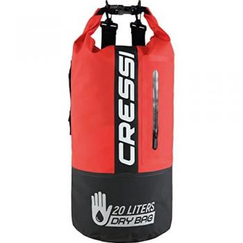 Bolsa Cressi Dry PVC Premium 20L Impermeable Bicolor Negro/Rojo para Actividades Deportivas, Unisex Adultos