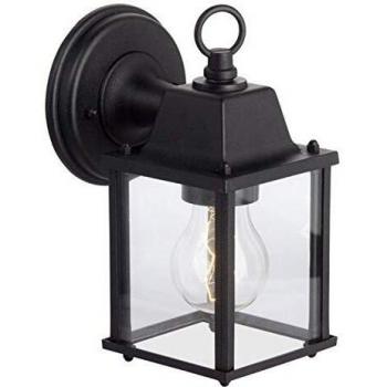 Aplique de exterior Irvin, altura 22 cm, negro, metal/vidrio