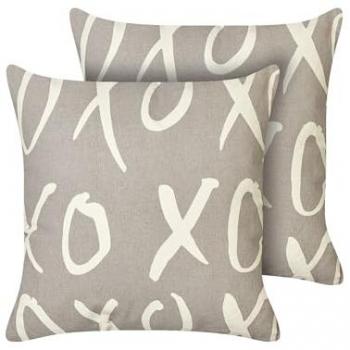 Conjunto de 2 cojines decorativos de algodón impreso con patrón XO gris Telopea 45 x 45 cm