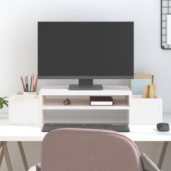 Soporte de monitor madera maciza de pino blanco 70x27,5x15 cm