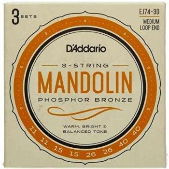 D'Addario EJ74-3D Phosphor Bronze 11-40 Mandolin Strings, Medium