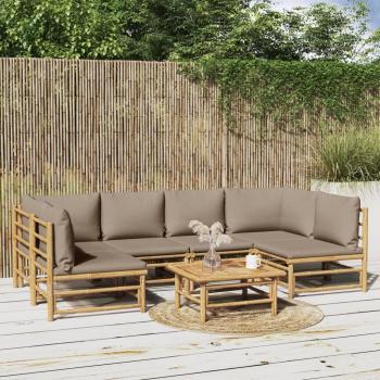 7-Piece Garden Lounge Set with Taupe Cushions and Bamboo Frame