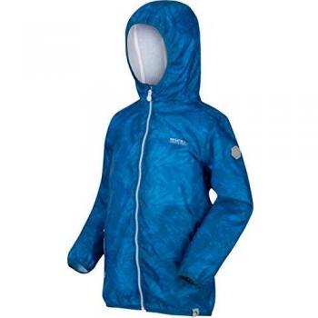 Regatta Printed Lever-Chaqueta Compresible, Impermeable Y Transpirable, con Forro De Malla Jackets Waterproof Shell, Unisex niños, Blue Aster, 9-10