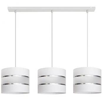 Lámpara de Techo Colgante Recta Helen 65cm Blanca y Plateada