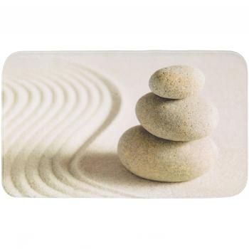 WENKO 20952100 Esterilla baño Sand and Stone - alfombra baño, Poliéster, Multicolor