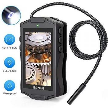 HOMIEE Cámara de Inspección, Endoscopio Industrial con Pantalla LCD en Color de 2,3 Pulgadas. Impermeable Portátil Endoscopio, IP67 Tubo de Cámara de Serpiente Semirrígido