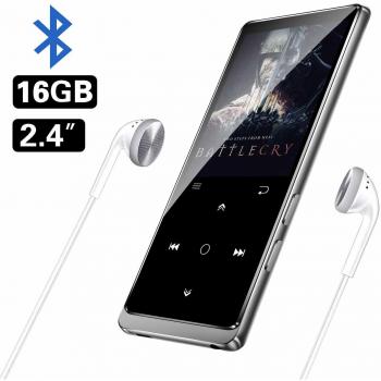 MP3 BENJIE 16GB 2.4 Reproductor de MP3, MP3 Bluetooth Actualizar Espejo Volver HiFi sin pérdida de Sonido, FM Radio, Grabadora de Voz, Reproductor de Video Botón Táctil, Admite hasta 128 GB