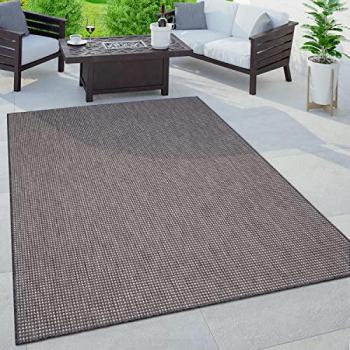 Alfombra Interior y Exterior Terraza Monocromo, tamaño: 80x150 cm, color: Antracita, diseño Boho Chic, uso en salón, habitación, cocina y jardín