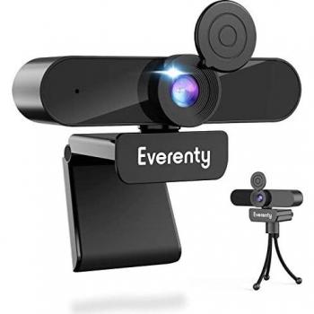 Everenty Webcam con Micrófono Estéreo 1440P Full HD, Webcam PC con Micrófono Estéreo de Escritorio para Videollamadas, Conferencias, Grabaciones, Compatible con Windows, Mac y Android, Interfaz USB