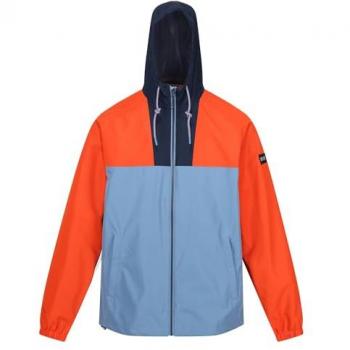Regatta Men's Breathable Waterproof Full Zip Hooded Jacket - Rusty Orange/Caronet Blue, Size XXL