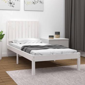 Cama individual de madera maciza de pino blanco 90x190 cm