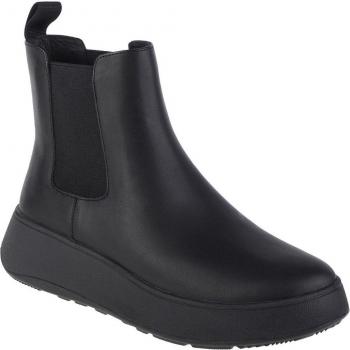 Botas Chelsea negras para mujer FitFlop F-Mode con diseño elegante, material de cuero, suela antideslizante y plantilla acolchada para mayor comodidad