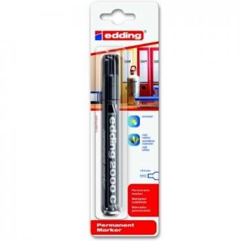 Edding 2000 Marcador Permanente Negro - Punta Redonda 1,5-3 mm - Secado Rápido - Resistente al Agua y al Borrado - Para Cartón, Plástico, Madera y Metal