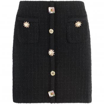 Self-Portrait Women's Knitted Mini Skirt in Black | Size Small | PF24128SKB Color BLACK