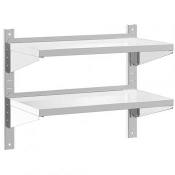 Estante de pared acero inoxidable plateado 75x40x60 cm