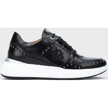 Zapatillas de mujer Martinelli de piel con cordones y plantilla extraíble en color negro