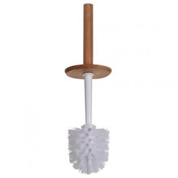 Portaescobillas para Baño con Soporte de Bambú Blanco Wellhome