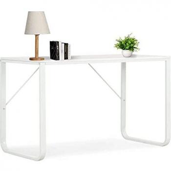 vidaXL Mesa Escritorio Ordenador Juvenil Adultos Diseño Moderno Industrial Mueble PC Computadora Estudio Oficina Casa Trabajo Aglomerado Metal Blanco
