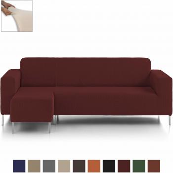 Eiffel Textile Nimes Funda para Sofá, Algodón, Rojo, Chaise Longue Brazo Largo Izquierda, 280 x 195 x 2 cm