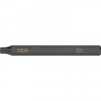 Punta TORX 867 S TORX 25 x 70 mm - Wera, Punta 867 s torx 25x70mm 1/4 pulgada, Longitud de 70 mm, Tipo de cabeza TORX,