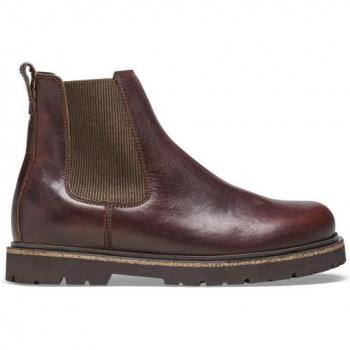 Birkenstock Highwood Men's Chelsea Boots - Brown Leather Ankle Boot with Slip-On Design